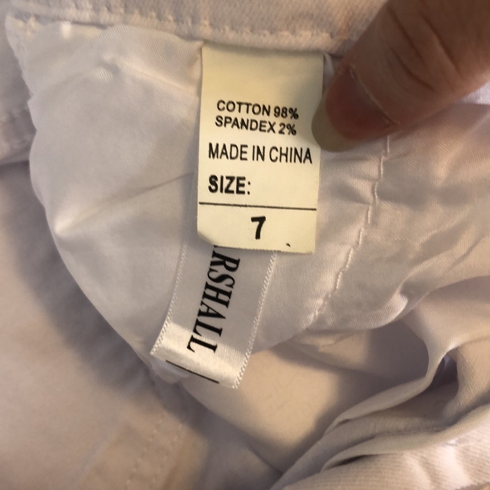 Fredd Marshall Women’s White Cotton Blend 5 Pocket Distressed Zipper Jean Size 7 - Picture 8 of 10